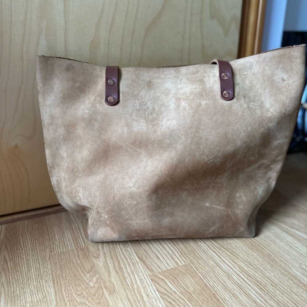 Tan suede tote bag